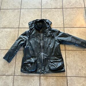 Barbour A6 lined Durham Black Waxed Hooded Jacket C40